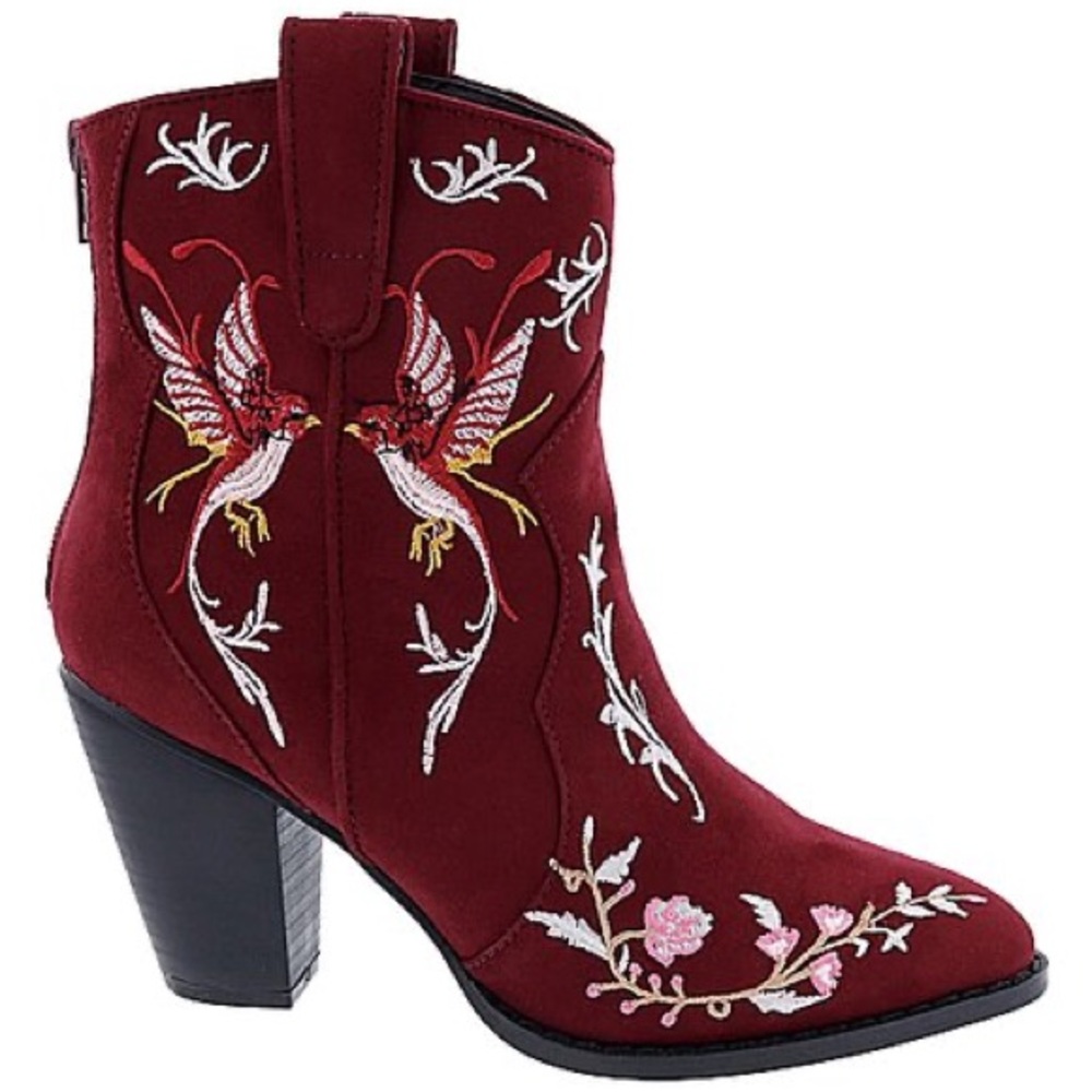 Penny Loves Kenny Embroidered Wine Boot